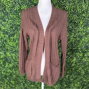 EUC American Eagle Chocolate brown knit‎ open front cardigan Cozy